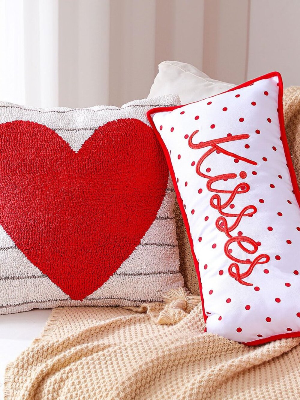 NEW 2 PC SET Ace Orbit Valentines Throw Pillows Embroidered Cushion Pillow Red